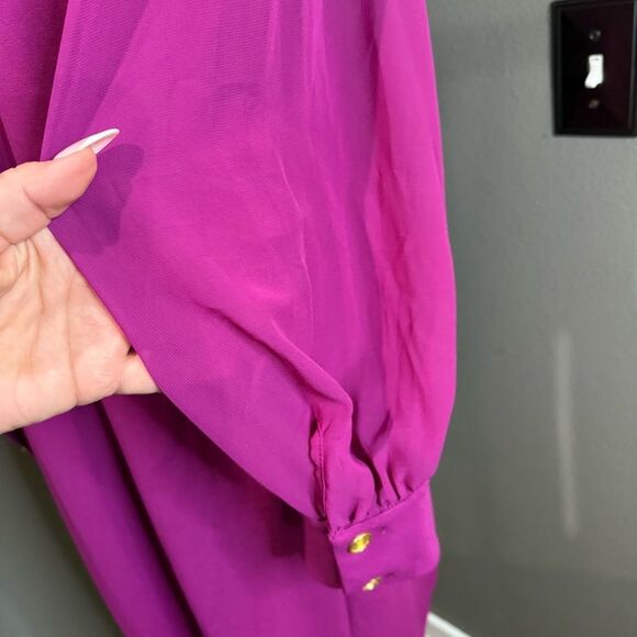 Shelby & Palmer Long Sleeve Blazer Dress Fuchsia with Gold Buttons - Picture 7 of 10